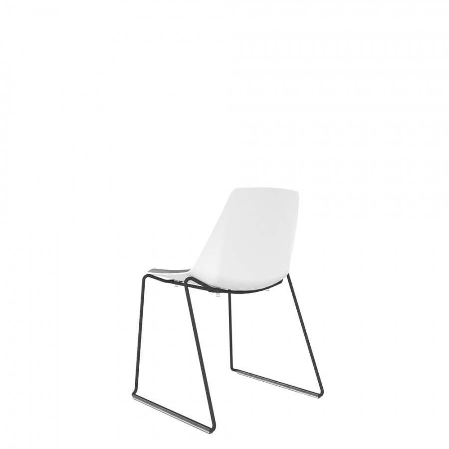 Polypropylene Shell Chair With Upholstered Seat Pad and Black Steel Skid Frame